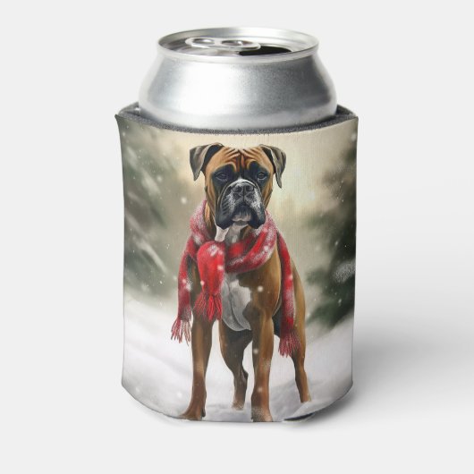 Bokser Hond in Sneeuw Kerstmis Blikjeskoeler (Blikje Achterkant)