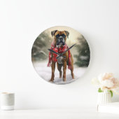 Bokser Hond in Sneeuw Kerstmis Grote Klok (Huis)