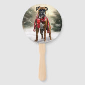 Bokser Hond in Sneeuw Kerstmis Handwaaier (Achterkant)