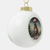 Bokser Hond in Sneeuw Kerstmis Keramische Bal Ornament (Links)