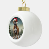 Bokser Hond in Sneeuw Kerstmis Keramische Bal Ornament (Rechts)