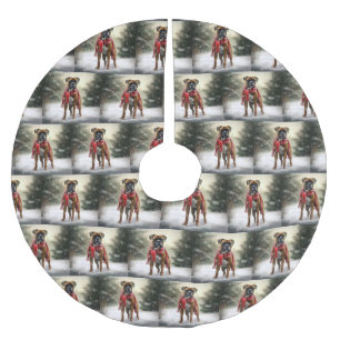 Bokser Hond in Sneeuw Kerstmis Kerstboom Rok