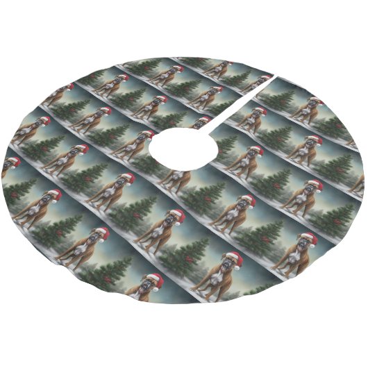 Bokser Hond in Sneeuw Kerstmis Kerstboom Rok (Gekanteld)