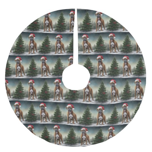 Bokser Hond in Sneeuw Kerstmis Kerstboom Rok (Voorkant)