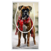 Bokser Hond in Sneeuw Kerstmis Klein Cadeauzakje (Voorkant)