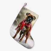 Bokser Hond in Sneeuw Kerstmis Kleine Kerstsok (Voorkant (Hangend))