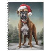 Bokser Hond in Sneeuw Kerstmis Notitieboek (Voorkant)