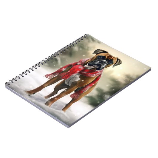 Bokser Hond in Sneeuw Kerstmis Notitieboek (Linkerzijde)