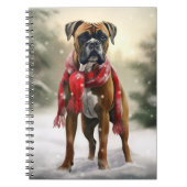 Bokser Hond in Sneeuw Kerstmis Notitieboek (Voorkant)