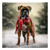Bokser Hond in Sneeuw Kerstmis Perfect Poster (Voorkant)