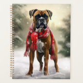 Bokser Hond in Sneeuw Kerstmis Planner (Voorkant)