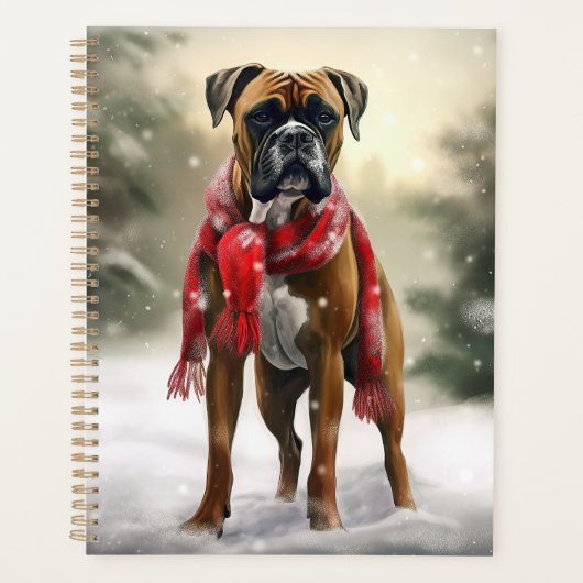 Bokser Hond in Sneeuw Kerstmis Planner (Voorkant)