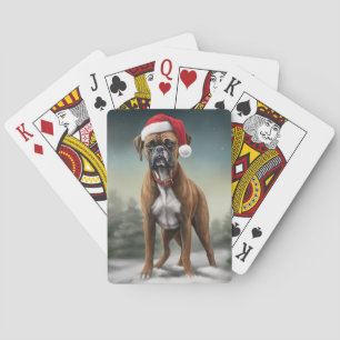 Bokser Hond in Sneeuw Kerstmis Pokerkaarten