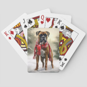 Bokser Hond in Sneeuw Kerstmis Pokerkaarten