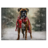 Bokser Hond in Sneeuw Kerstmis Snijplank (Voorkant)