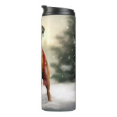 Bokser Hond in Sneeuw Kerstmis Thermosbeker (Geroteerd rechts)