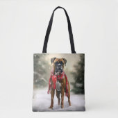 Bokser Hond in Sneeuw Kerstmis Tote Bag (Voorkant)