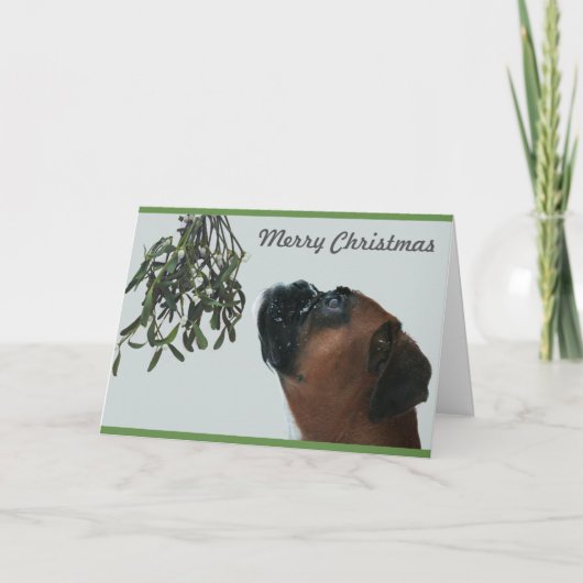 Bokser Hond Jolie met Mistletoe Feestdagen Kaart (Voorkant)