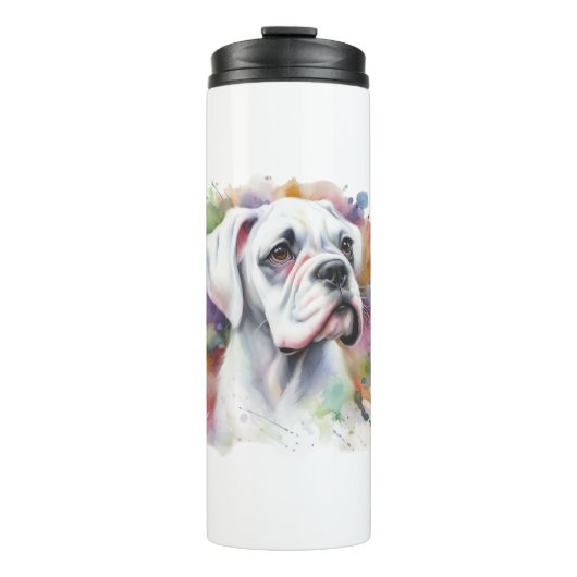 🐾Bokser Hond Joy 🐾Ink-spattered Whimsical Boxer Thermosbeker (Voorkant)