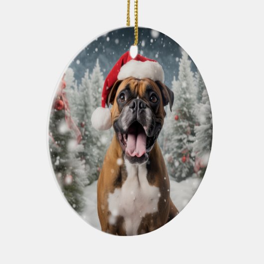 Bokser Hond Kerstmis Keepsake Keramisch Ornament (Rechts)