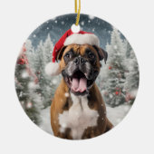 Bokser Hond Kerstmis Keepsake Keramisch Ornament (Voorkant)