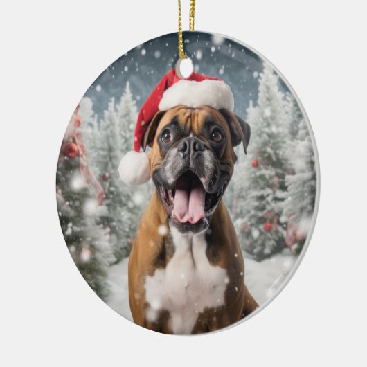 Bokser Hond Kerstmis Keepsake Keramisch Ornament (Links)