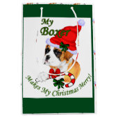 Bokser Hond Kerstmis Vrolijk Medium Cadeauzakje (Voorkant)