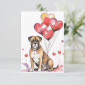 Bokser Hond met Hartballonnen Bedankkaart (Staand voorkant)