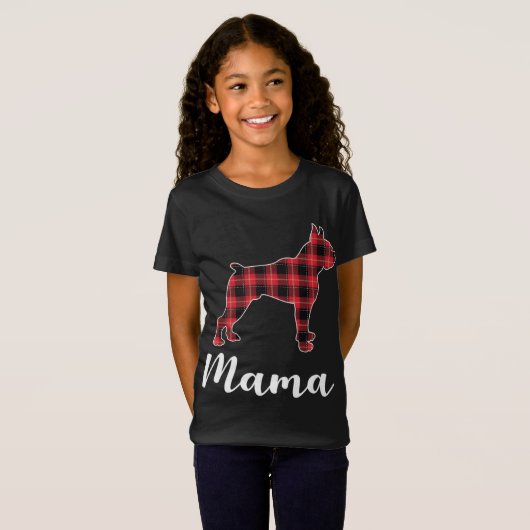 Bokser Hond Puppy Rood plaid grappig Kerstmis T-shirt (Voorkant volledig)