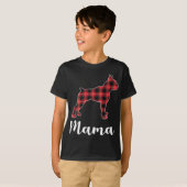 Bokser Hond Puppy Rood plaid grappig Kerstmis T-shirt (Voorkant volledig)