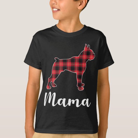 Bokser Hond Puppy Rood plaid grappig Kerstmis T-shirt (Voorkant)