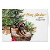 Bokser Hond Rieten Mand Kerstboom (Voorkant Horizontaal)