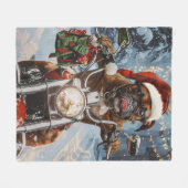 Bokser Hond Rijden Motorfiets Kerstmis Fleece Deken (Voorkant (Horizontaal))