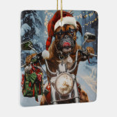Bokser Hond Rijden Motorfiets Kerstmis Keramisch Ornament (Rechts)