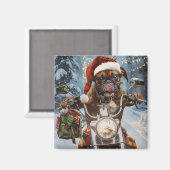 Bokser Hond Rijden Motorfiets Kerstmis Magneet (Voorkant / Achterkant)