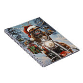 Bokser Hond Rijden Motorfiets Kerstmis Notitieboek (Rechterzijde)