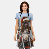 Bokser Hond Rijden Motorfiets Kerstmis Schort (Gedragen)