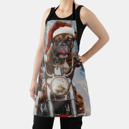 Bokser Hond Rijden Motorfiets Kerstmis Schort (Insitu)