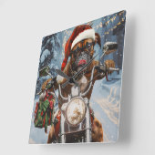 Bokser Hond Rijden Motorfiets Kerstmis Vierkante Klok (Hoek)