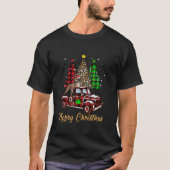 Bokser Hond Rijden Rode Vrachtwagen Kerstmis Decor T-shirt (Voorkant)