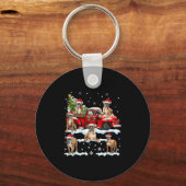 Bokser Hond Rijden Rode Vrachtwagen Lelijke Trui V Sleutelhanger (Voorkant)