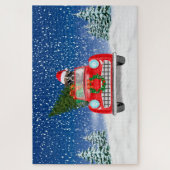 Bokser hond Rijdende auto in sneeuw kerst Jigsaw P Legpuzzel (Verticaal)