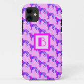 Bokser Hond Roze & Blauw Silhouet Monogram Case-Mate iPhone Case (Achterkant)