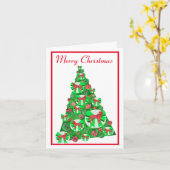 Bokser Hond Silhouet Kerstboom Wit Kaart (Gele Bloem)