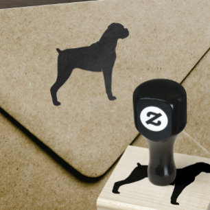 Bokser Hond Silhouet met Natuurlijke oren Rubberstempel