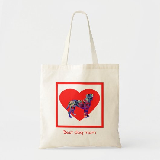 Bokser hond silhouet rood beste hond mam tote bag (Voorkant)