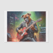 Bokser hond spelen elektrische gitaar op een podiu tissuepapier (Voorkant)