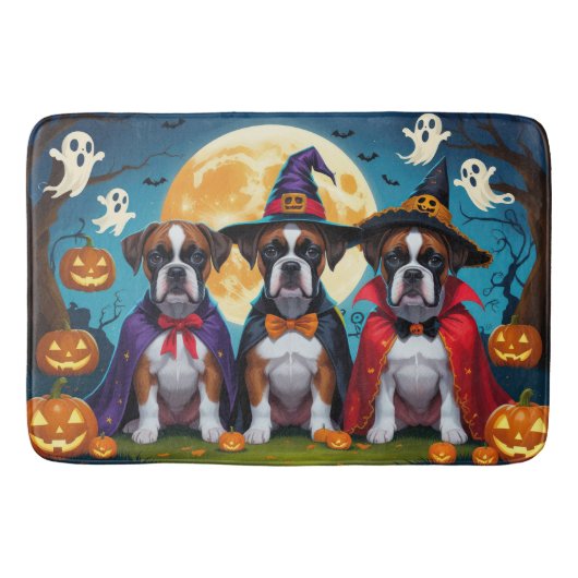 Bokser Honden Pompoen Halloween Grappig Badmat (Voorkant)