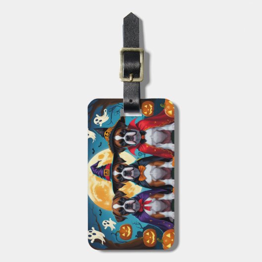 Bokser Honden Pompoen Halloween Grappig Bagagelabel (Voorkant verticaal)