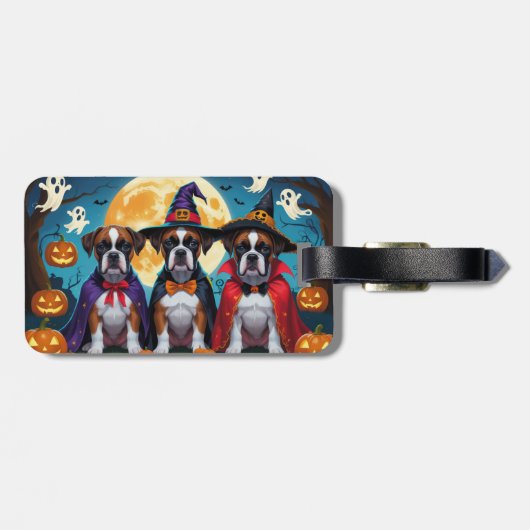 Bokser Honden Pompoen Halloween Grappig Bagagelabel (Achterkant horizontaal)